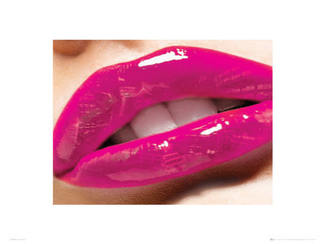 Womans lips bright pink lipstick free wallpaper for desktop - medium preview image