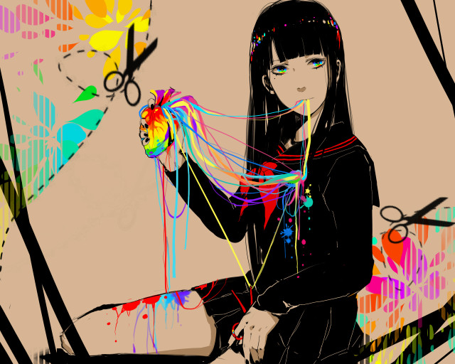 Woman bench colorful object butterfly free wallpaper for desktop - medium preview image