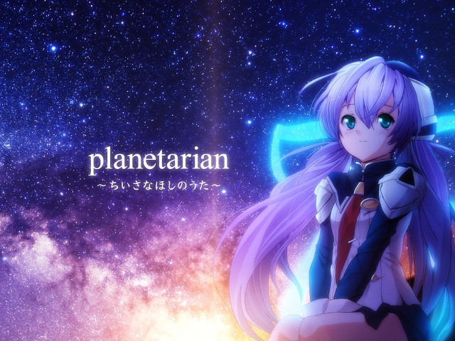 Girl purple hair galaxy background free wallpaper for desktop - medium preview image