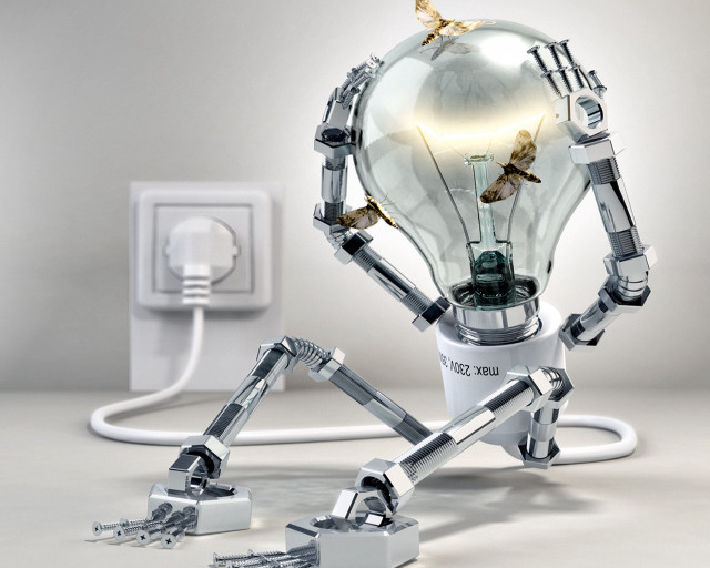 Light bulb robot arm key free wallpaper for desktop - medium preview image