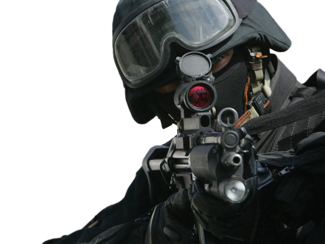 Man black suit gun helmet #2 free wallpaper for desktop - medium preview image