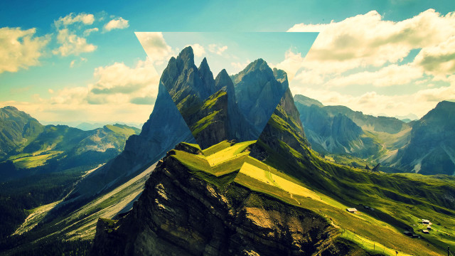 Mountain range triangle building sky free wallpaper for desktop - medium preview image