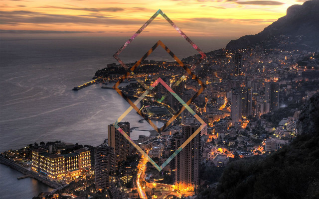 City mountain colorful triangle background free wallpaper for desktop - medium preview image