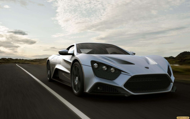 White sports car road sky free wallpaper for desktop - medium preview image