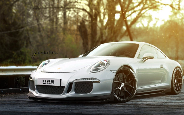 White porsche sports car sunset free wallpaper for desktop - medium preview image