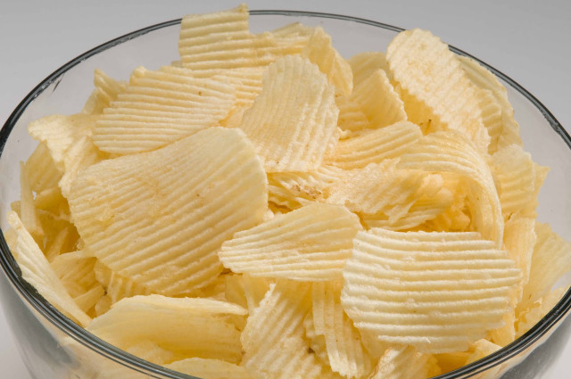Bowl potato chips white table free wallpaper for desktop - medium preview image