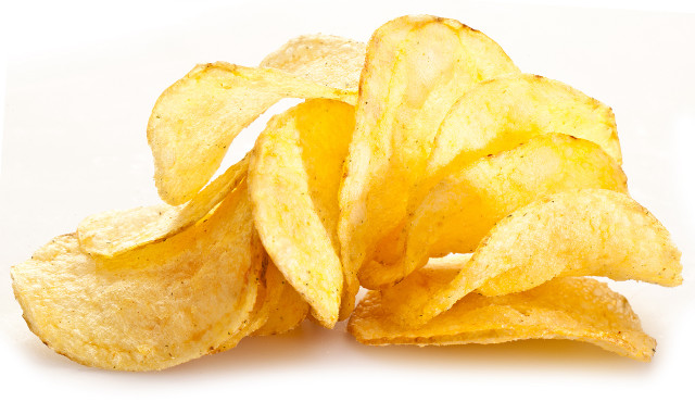 Pile potato chips white background free wallpaper for desktop - medium preview image