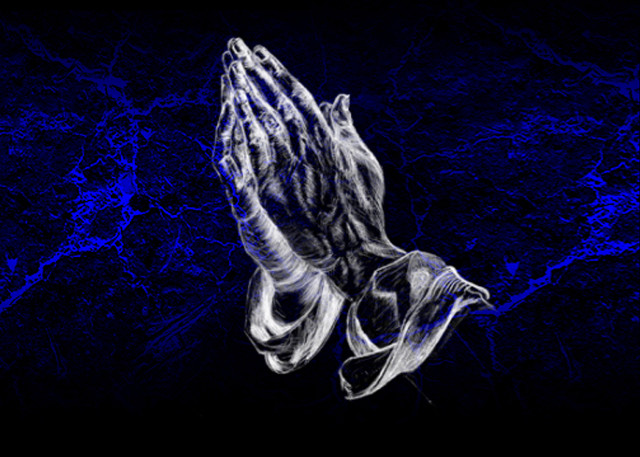 Praying hand black white blue free wallpaper for desktop - medium preview image