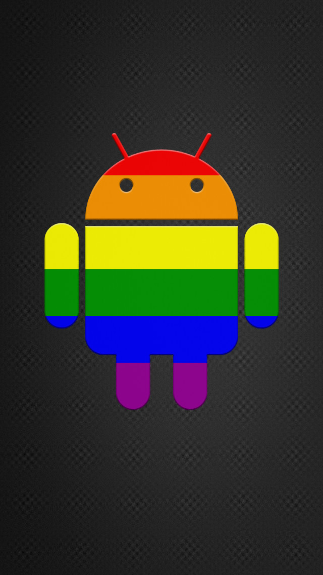 Rainbow colored android black background free wallpaper for mobile - medium preview image