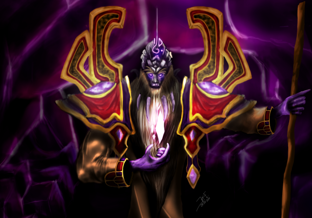 Demon holding staff glowing orb free wallpaper for desktop - medium preview image