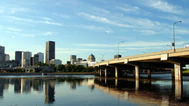 Bridge river city blue sky #2 free wallpaper for desktop - medium preview image