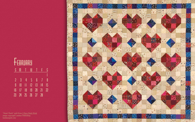 Quilted wall hanging hearts calendar free wallpaper for desktop - medium preview image