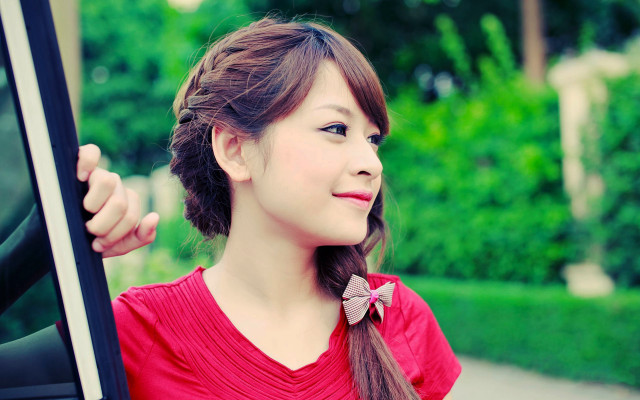 Woman bow tie car door free wallpaper for desktop - medium preview image