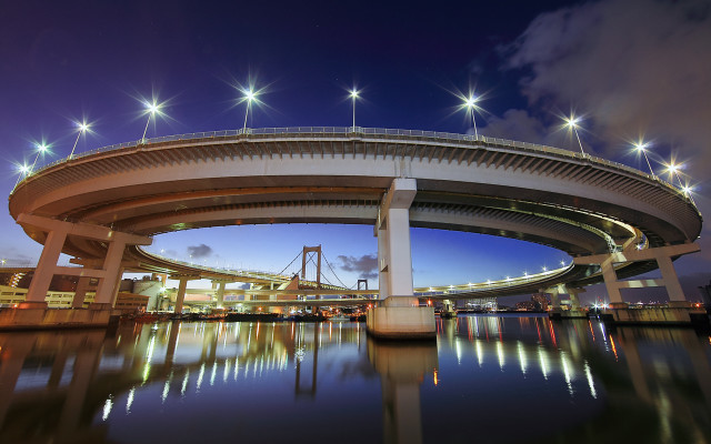 Bridge night lights cityscape star free wallpaper for desktop - medium preview image