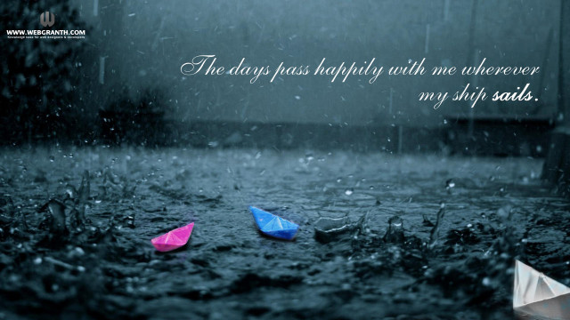 Colorful umbrellas rainy day quote free wallpaper for desktop - medium preview image