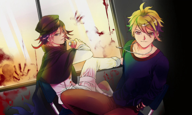 Anime characters blood splatter violent free wallpaper for desktop - medium preview image