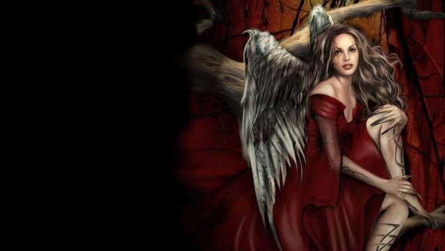 Woman red dress angel wings #2 free wallpaper for desktop - medium preview image
