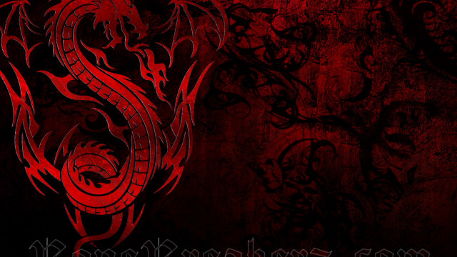 Red dragon black background left free wallpaper for desktop - medium preview image