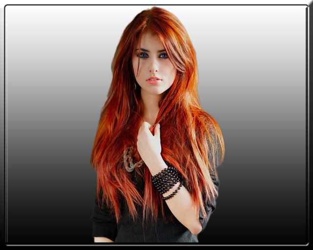 Woman red hair bracelets posing free wallpaper for desktop - medium preview image