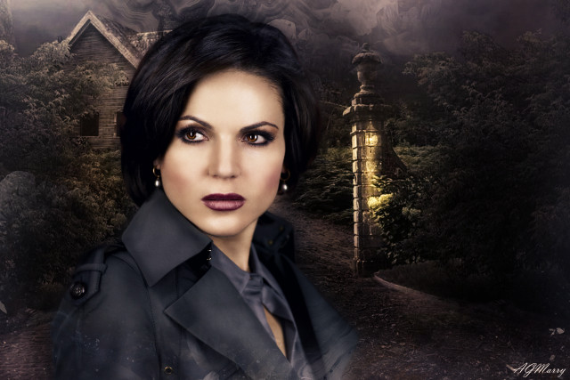 Woman black coat dark background free wallpaper for desktop - medium preview image