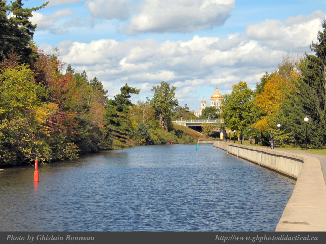 River bridge trees park clouds free wallpaper for desktop - medium preview image