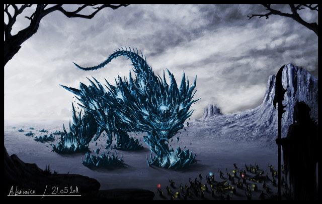 Giant blue dragon mountain sky free wallpaper for desktop - medium preview image