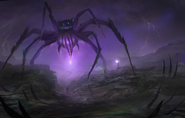 Giant spider purple light background free wallpaper for desktop - medium preview image
