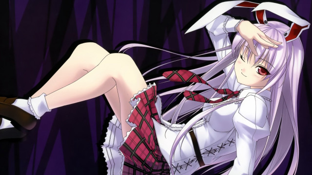 White haired gothic anime rabbit free wallpaper for desktop - medium preview image