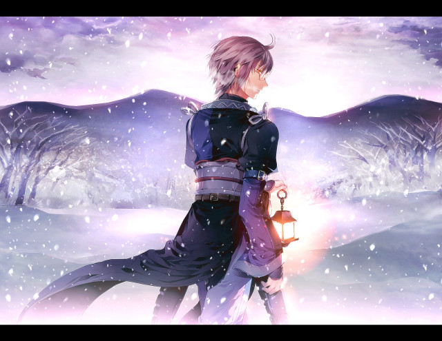 Man snow lantern mountain background free wallpaper for desktop - medium preview image