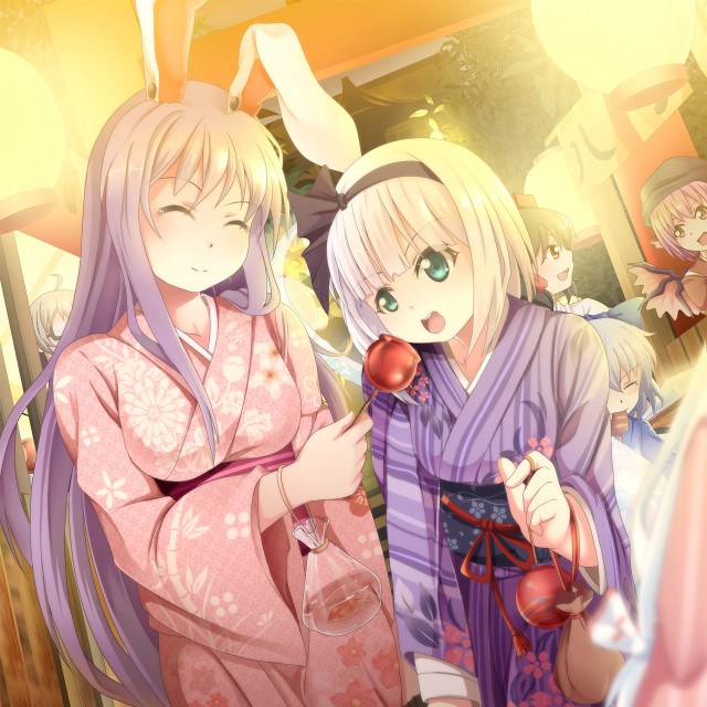 Two women kimonos red balls free wallpaper for tablet - medium preview image