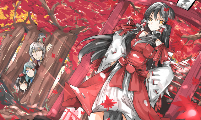 Woman red dress red tree free wallpaper for desktop - medium preview image