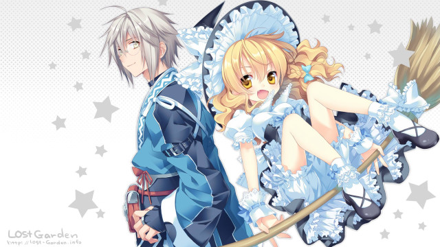 Anime couple broom dress fantasy free wallpaper for desktop - medium preview image