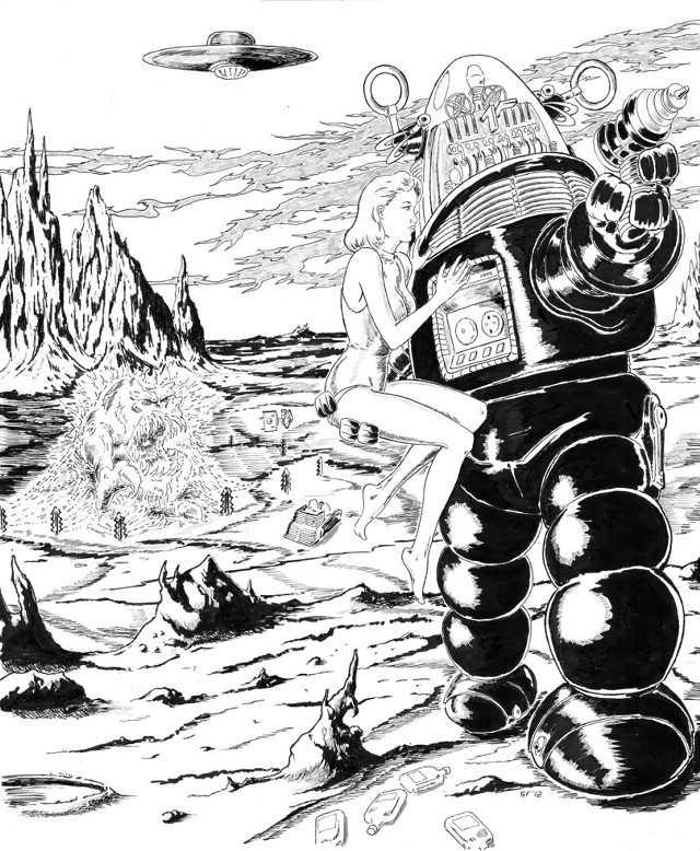 Cartoon robot man background man free wallpaper for mobile - medium preview image