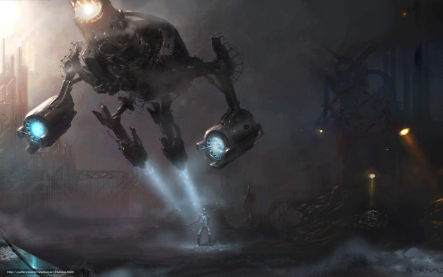 Robot flying light head arm free wallpaper for desktop - medium preview image
