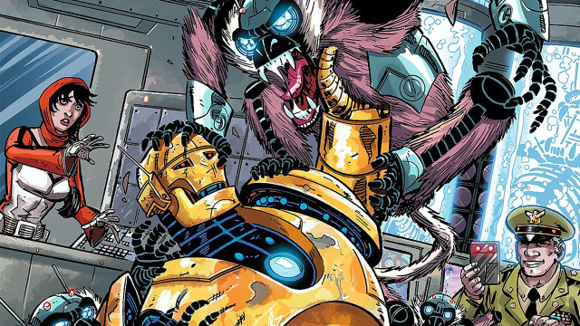 Cartoon robot man space station free wallpaper for desktop - medium preview image