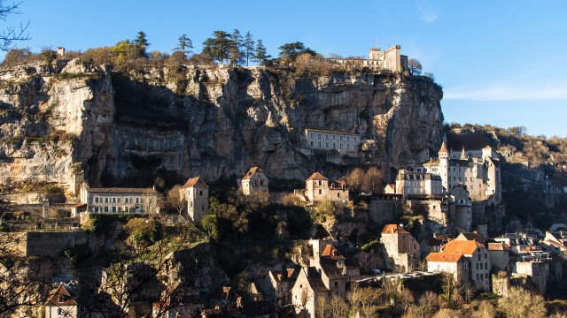 Village cliff mountain blue sky free wallpaper for desktop - medium preview image