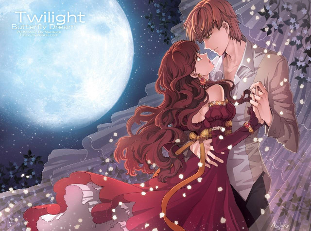 Couple kissing full moon stars free wallpaper for desktop - medium preview image