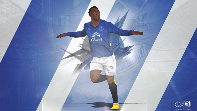 Man blue shirt kicking soccer free wallpaper for desktop - medium preview image