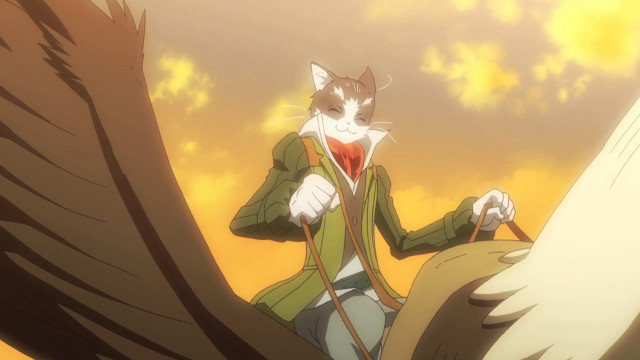 Cat bird tail leash yellow free wallpaper for desktop - medium preview image