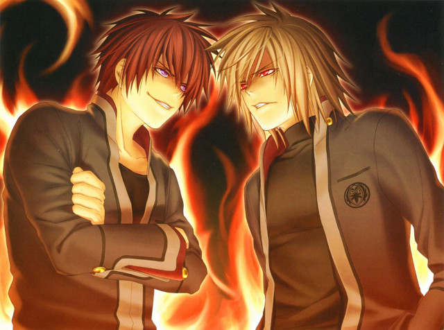 Anime characters fire background arms free wallpaper for desktop - medium preview image