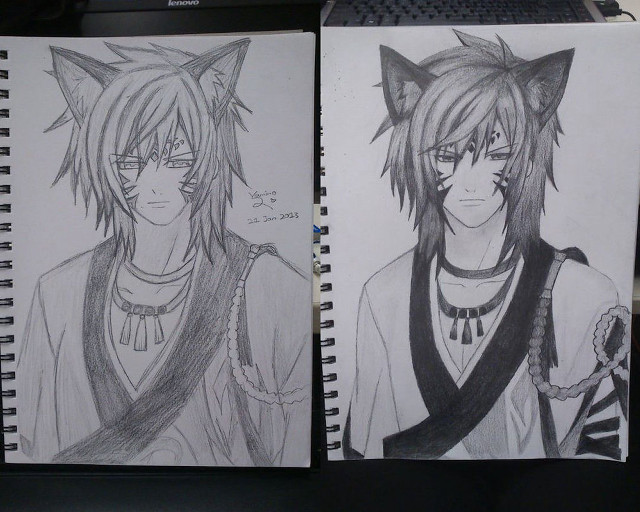 Cats drawings couple head top free wallpaper for desktop - medium preview image