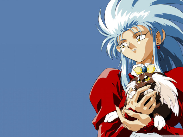 Blue hair man cat sky free wallpaper for desktop - medium preview image