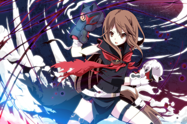 Girl black dress red scarf #2 free wallpaper for desktop - medium preview image