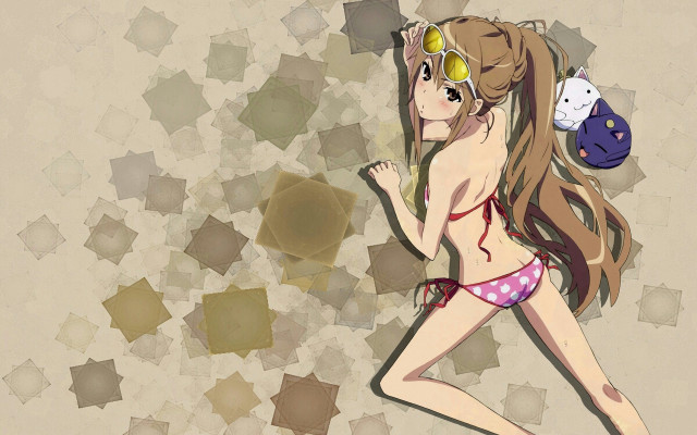 Girl bikini running teddy bear free wallpaper for desktop - medium preview image
