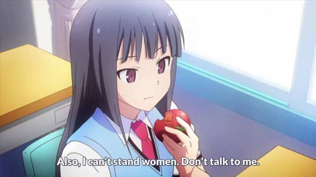 Woman holding apple quote anime free wallpaper for desktop - medium preview image