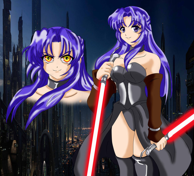 Purple haired anime girls lightsabers free wallpaper for tablet - medium preview image