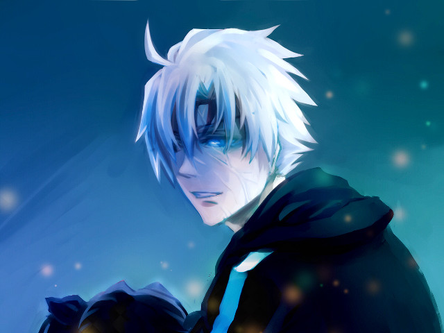 Whitehair blueeyes crying male hoodie free wallpaper for desktop - medium preview image