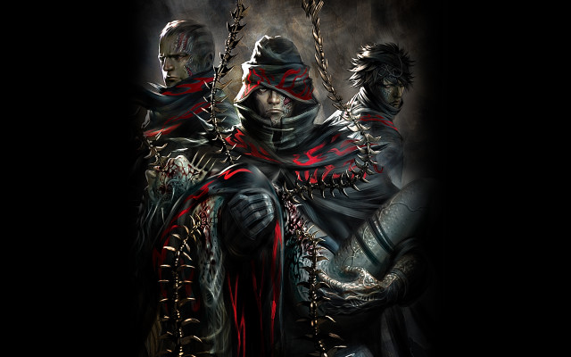 Men standing black background red free wallpaper for desktop - medium preview image