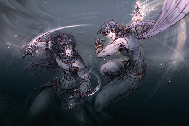 Couple people water wings sword free wallpaper for desktop - medium preview image