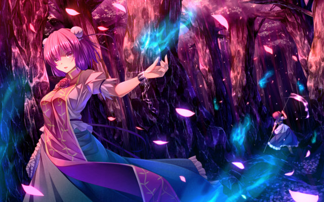 Woman purple dress forest purple free wallpaper for desktop - medium preview image